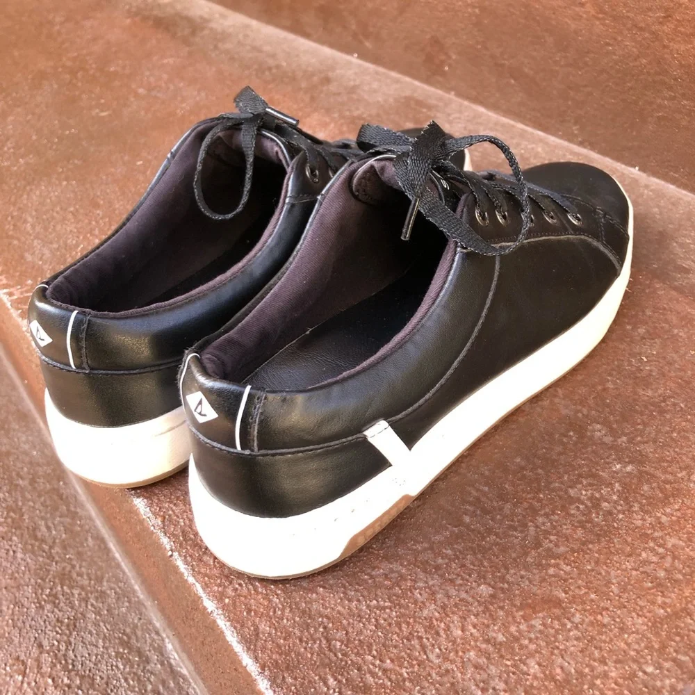 Sperry Womens Charter LTT‎ Casual Sneaker Size 8 Black Lace Up Style STS86546